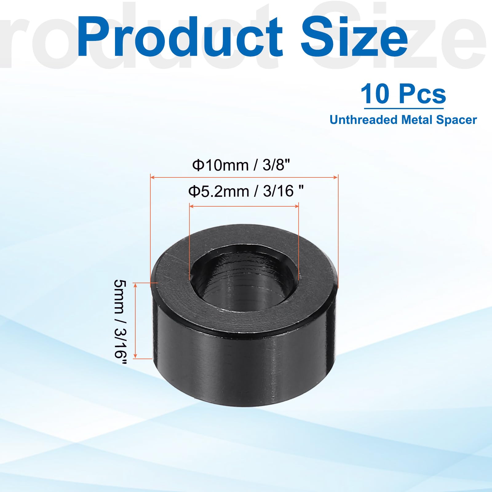 PATIKIL 10pcs M5 Aluminium Spacers, 3/16" ID x 3/8" OD Round Standoff Spacer - Image 2