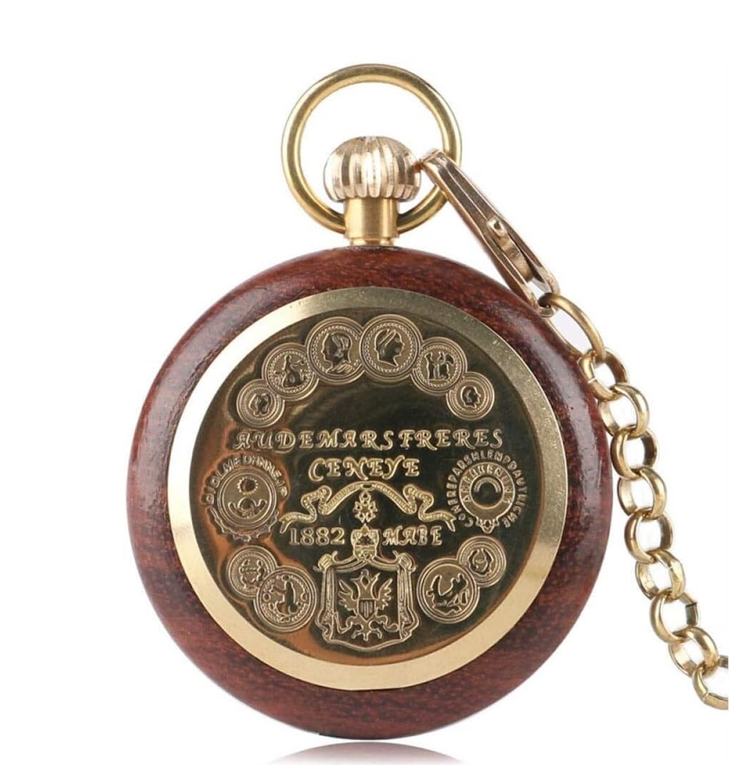 Dekoracja Zegarka Kieszonkowego Drewniany Zegarek Kieszonkowy Rzeźba Wykwintna Moda Ręcznie Nakręcany Fob Retro Vintage Mechaniczny Akcesoria Do Kostiumu