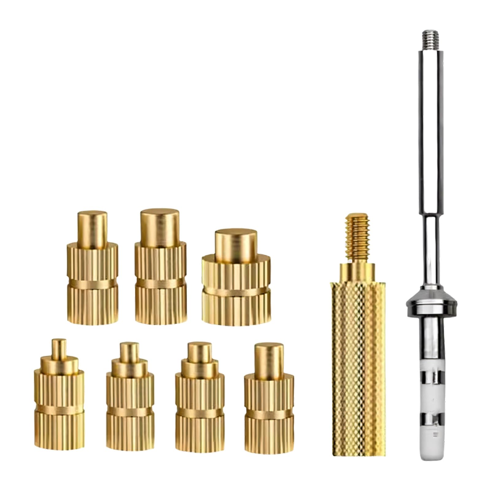 Heat Set Insert Tip Tool Set with Brass Press Heads and Metal Shaft, Hot Melt Nut Installation Tool for 3D Printing, Polymer Parts, Model and Maker Repair Work