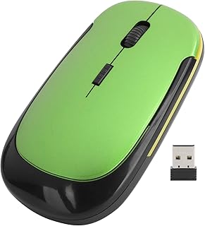 Wireless Computer Mouse,2.4GHz with USB Receiver,1600dpi with 3 Level Adjustable,4 Keys, 4-Way Wheel, Optical Mouse,for Notebook PC Laptop Gaming (Green)