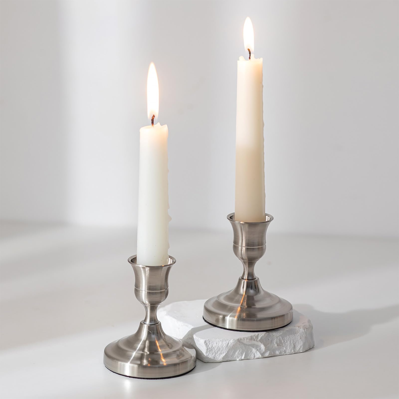 Inweder Vintage Candle Holders: 2 Pcs Silver Small Candlestick Holders — image 1