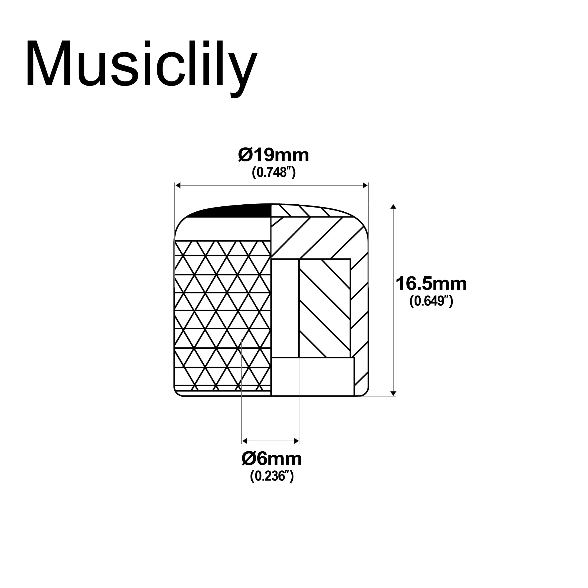 Musiclily Pro Tradycyjny Metryczna Abalone Top Gałka Metalowa Dome Knobs do Gitary Elektrycznych Telecaster i Basowych, Chrom (2 szt.)