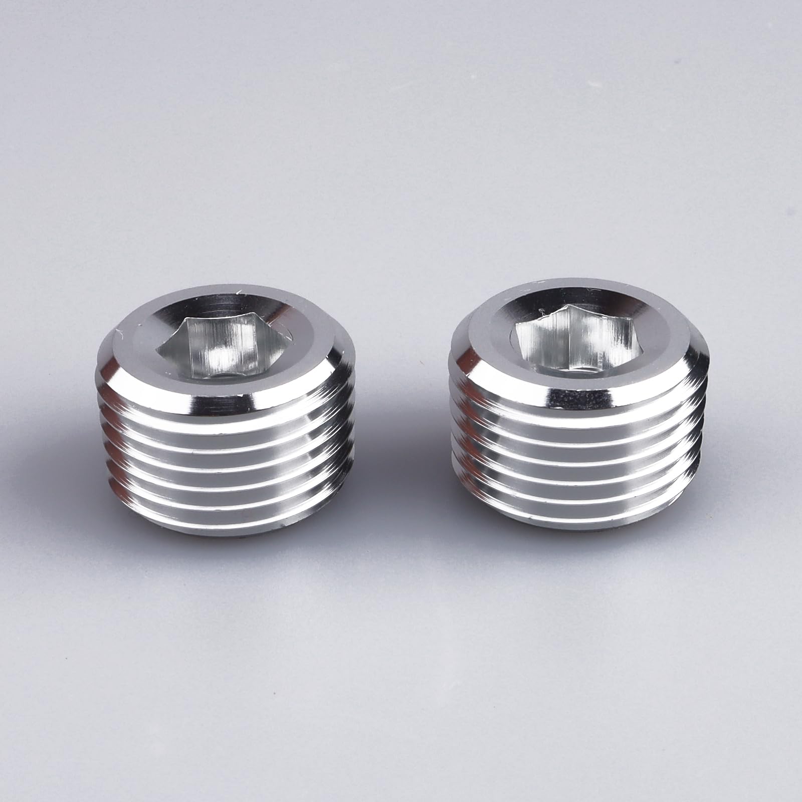 AC Performance 1/2" NPT Male Pipe Plug Allen Head Socket Fitting, Silver Aluminum, Pack of 2, 1/2 NPT - Image 4