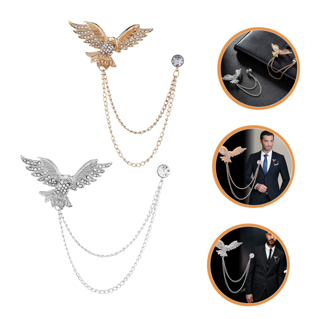 FOMIYES Rhinestone Brosche Mit Kettenquaste Anstecknadel Für Anzug Hemd Elegantes Kleidungsaccessoire Für Herren Damen Vintage Besondere Anlässe