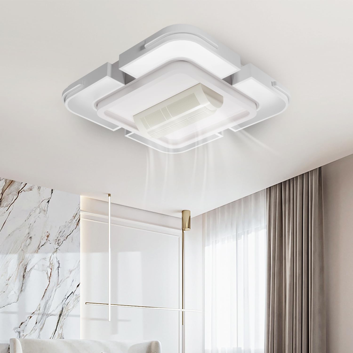 amiciSmart Bladeless Ceiling Fan with LED Light & Remote Control | 6-Speed Fan, 3-Color Adjustable Light, Swing Function, Smart App Compatible – Square Flush Mount-image-46