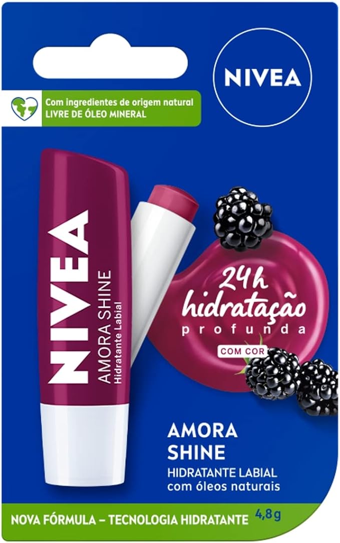 NIVEA Hidratante Labial Amora Shine 4,8 g Cuidado intensivo para seus