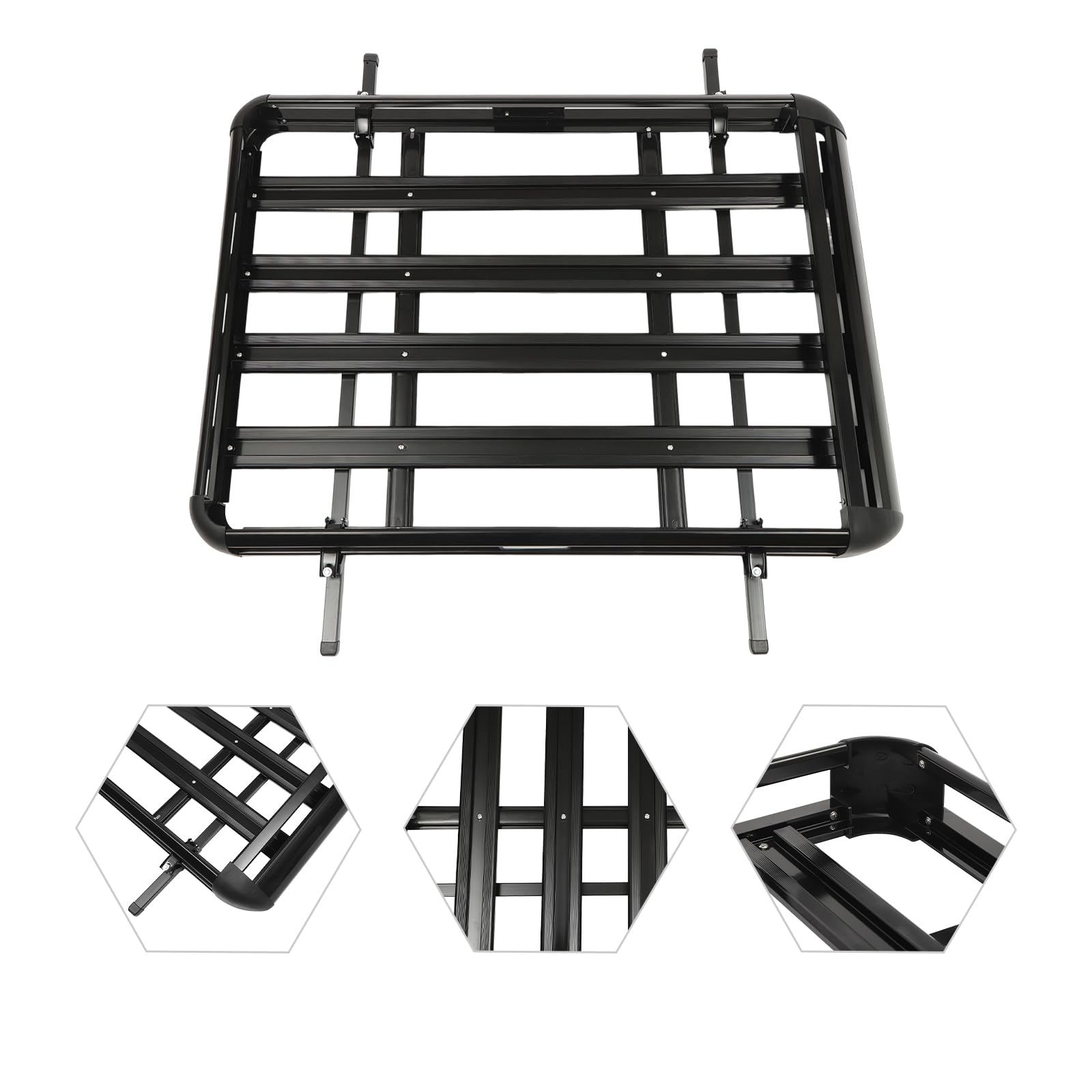 Baca de Aluminio Universal para Coche y SUV - Cesta de Techo Ajustable, Portaequipajes Hasta 150 kg, Barra de Balast - Cesta para Equipaje de Carga 140