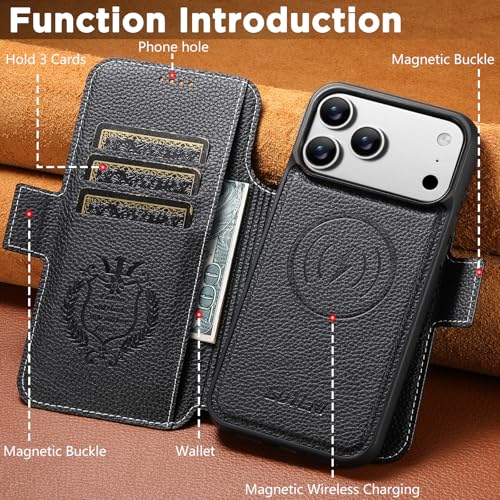 Étui en cuir iPhone 17 Pro Max blanc texture litchi coque arrière fine aimantée