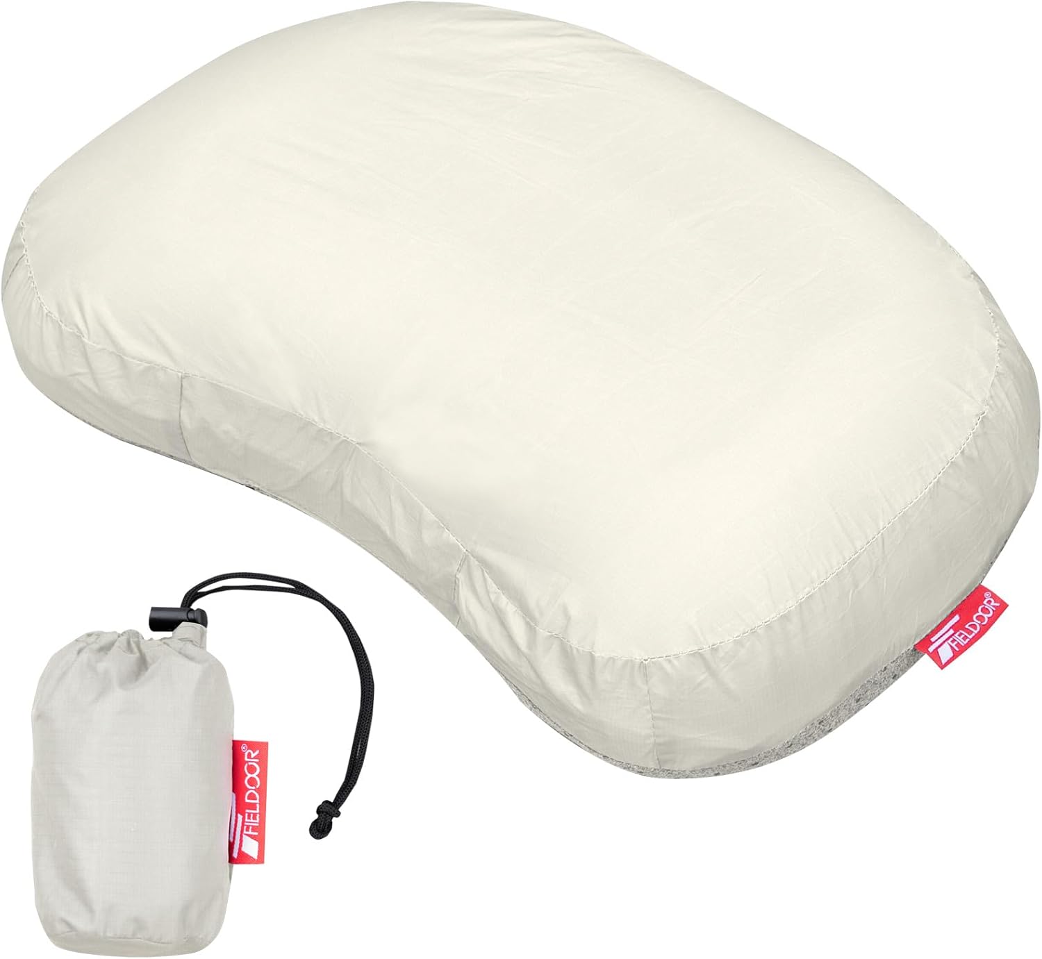 FIELDOOR ウルトラライト エアーピロー 【グレー】 90g 綿入り 軽量 コンパクト リップストップ生地 登山 ツーリング ソロ キャンプ 簡単 二重バルブ クッション 枕 すべり止め 収納 アウトドア