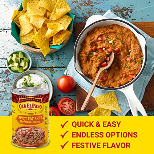 Image of Old El Paso Spicy Fat Free Refried Beans, 16 ounces (Pack of 12)