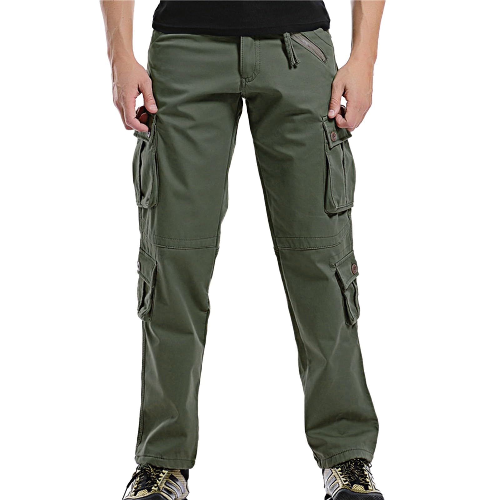 Generisch Pantaloni cargo da uomo, invernali, caldi, in pile, muti-tasche, per escursioni, arrampicata, pantaloni spessi, termici, casual, per uomini, outdoor, vestibilità normale, comodi
