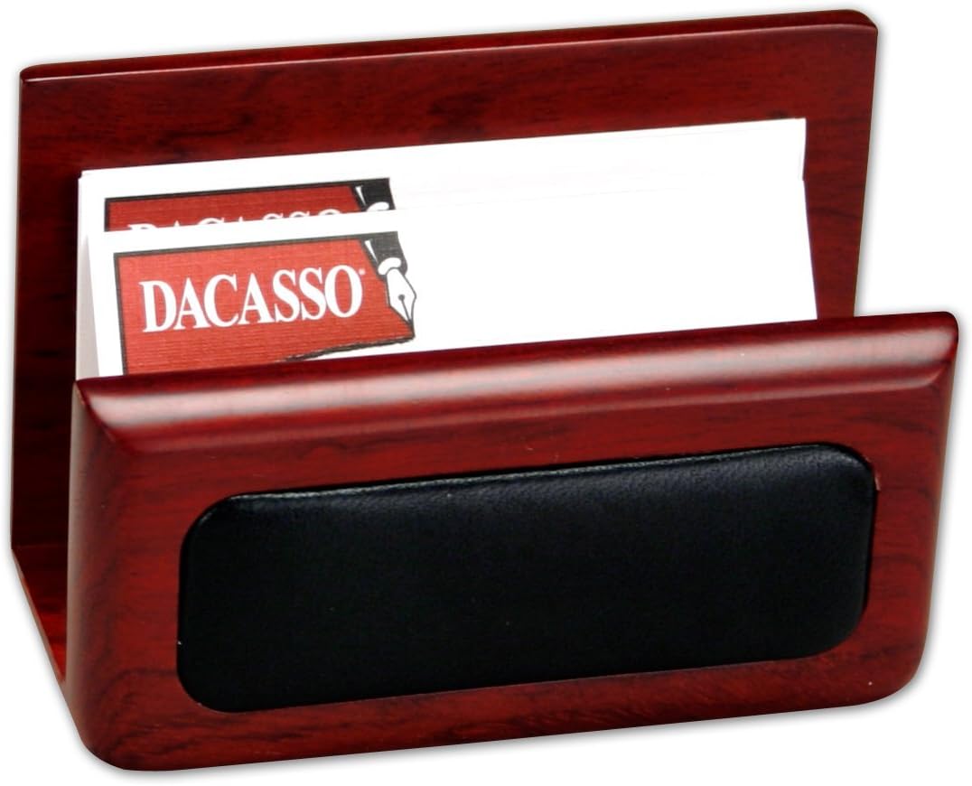 Dacasso Rosewood and Leather Business Card Holder