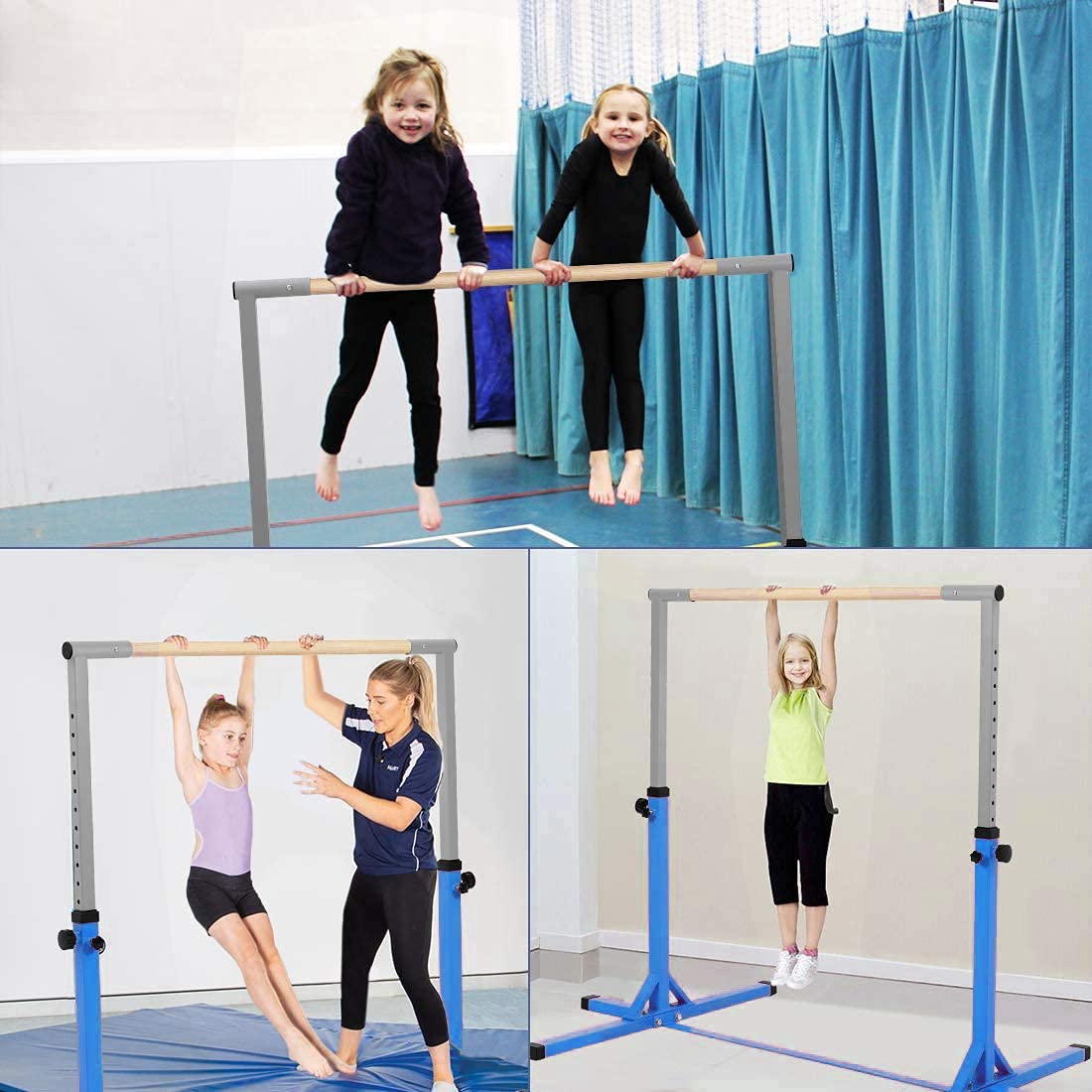 Max4out Gymnastics Training Bar Adjustable Height Kip Bar with Added