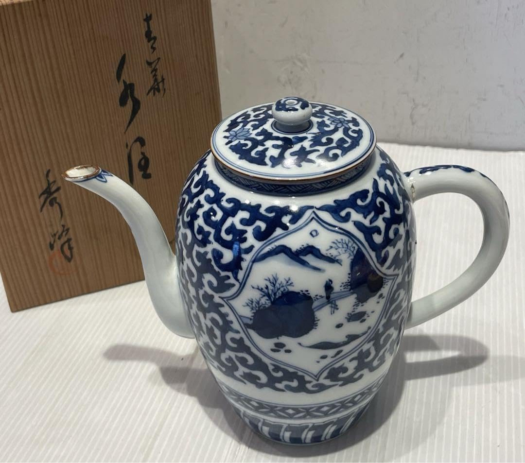 Amazon.co.jp: 秀峰 水差 急須 煎茶道具 骨董品 陶器 年代物 専用木箱 
