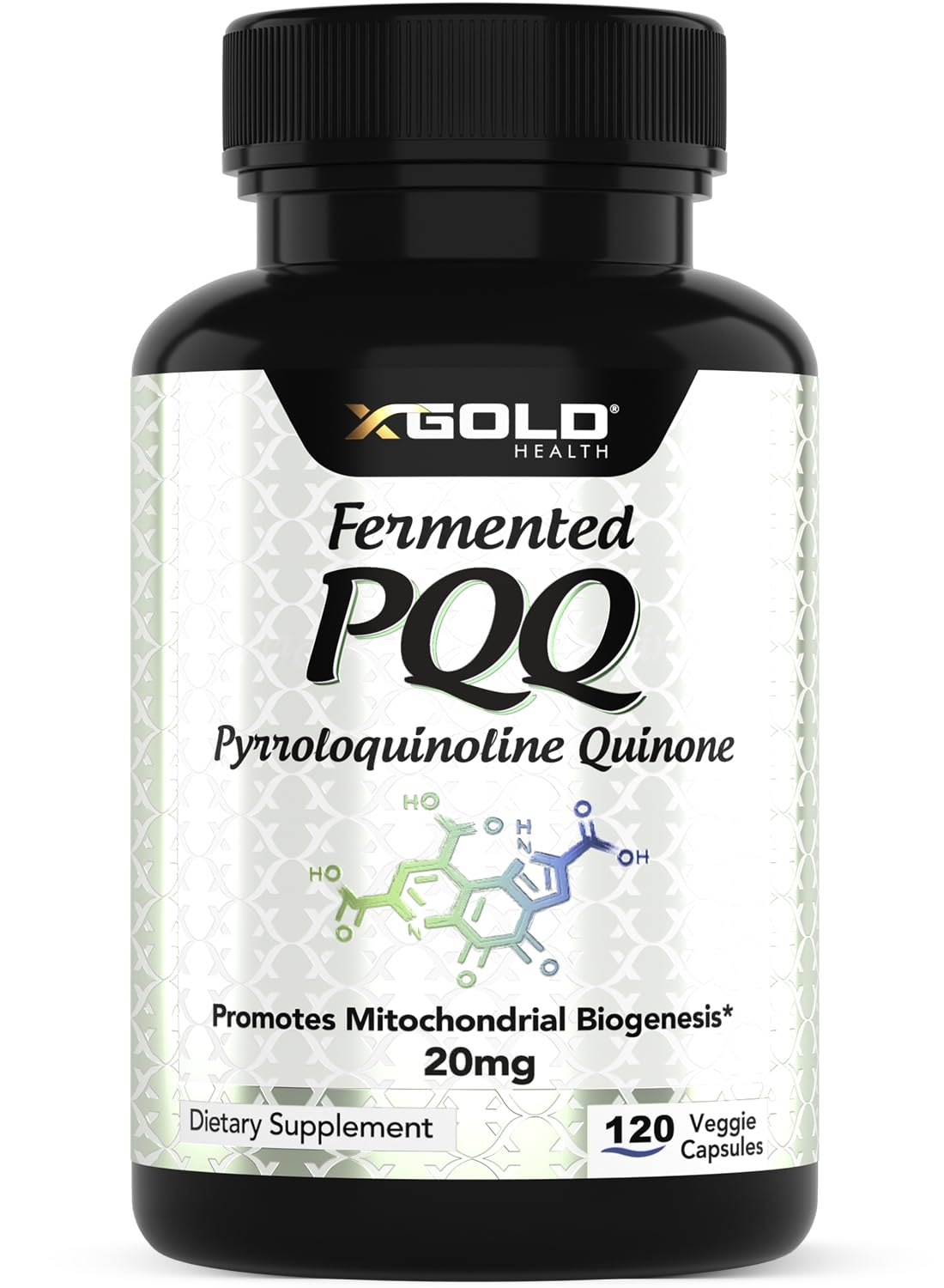 X Gold Health PQQ Supplement Veggie Capsules (Pyrroloquinoline Quinone), 99,7%+ Highly Purified - Promotes Mitochondrial Biogenesis, Energy Optimizer, Heart Cognitive Function & Sleep Support (120 CT)