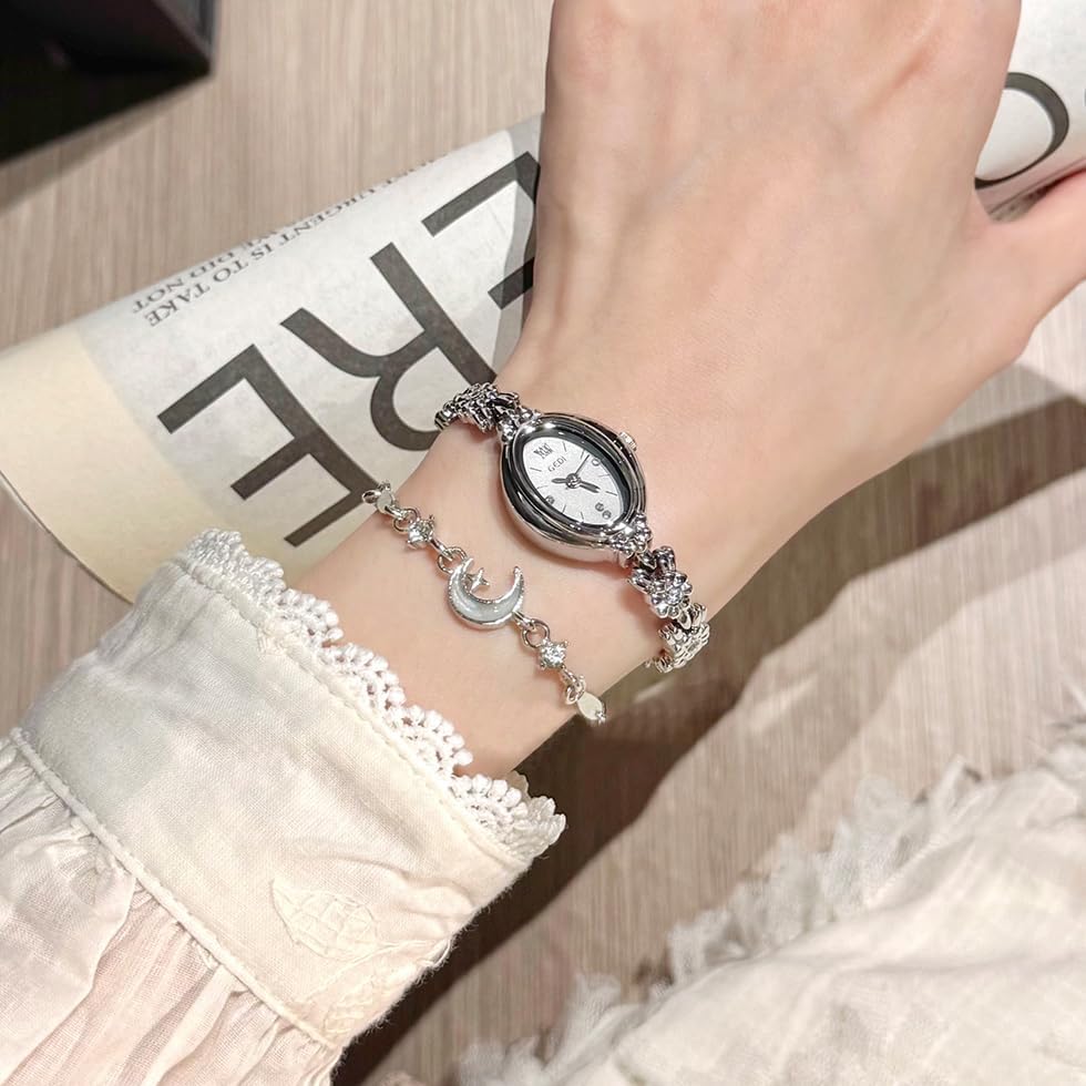 FANMIS Gold Tone Watches for Women with Small Vintage Bracelet Elegant Jade Oval Dial Dress Watch Fashion Quartz Wrist Watch Waterproof Watch - Image 2