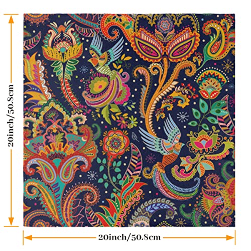 Colorful Birds Indian Style Cloth Napkins Set Of 6, Cotton Blend Washable Reusable Table Dinner Napkins For Kitchen Hotel Restaurant Weddings Parties 20 X 20 Inch #TOP1