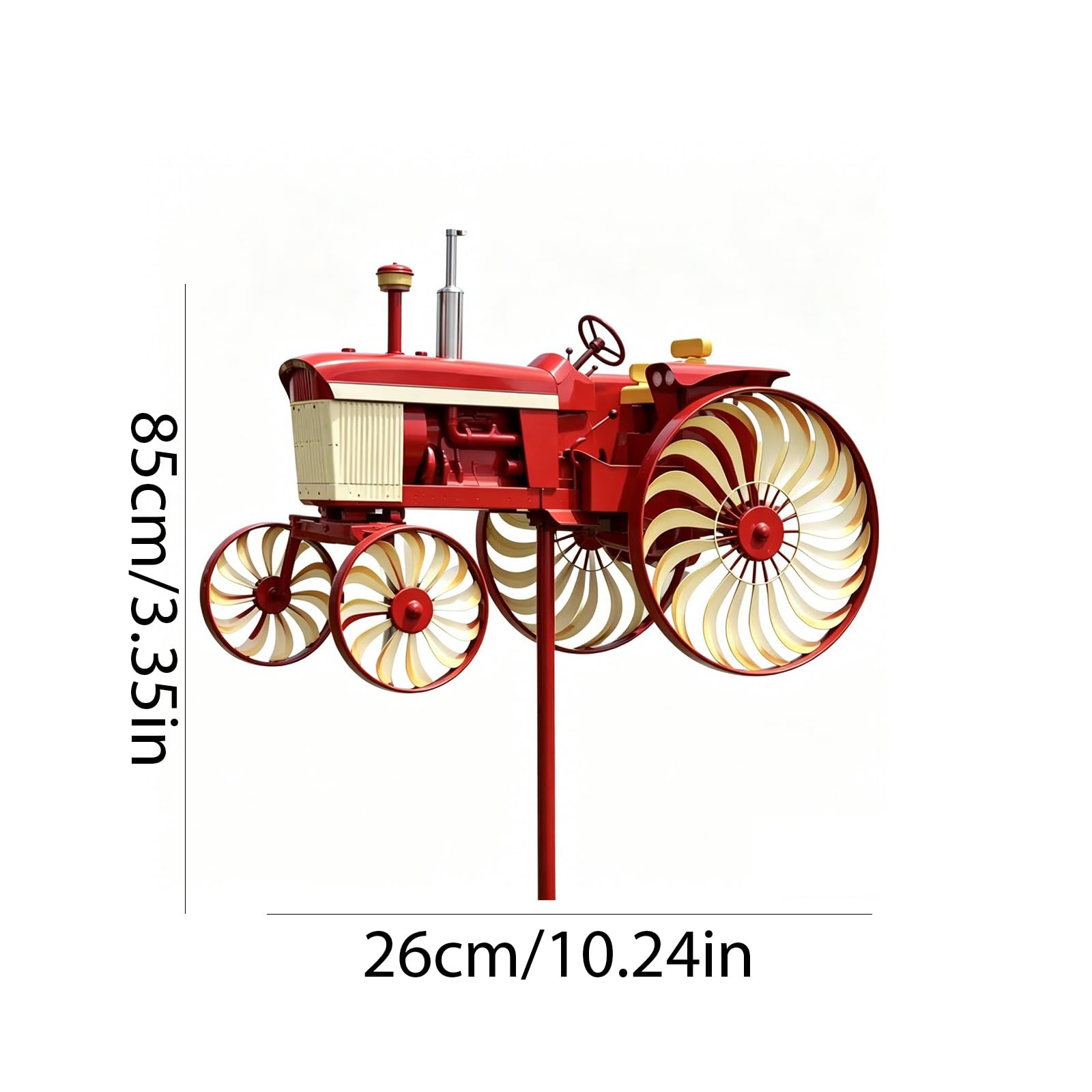 Molino de viento decorativo de metal con ruedas giratorias, talla de tractor, molino de viento decorativo para patio y patio GA