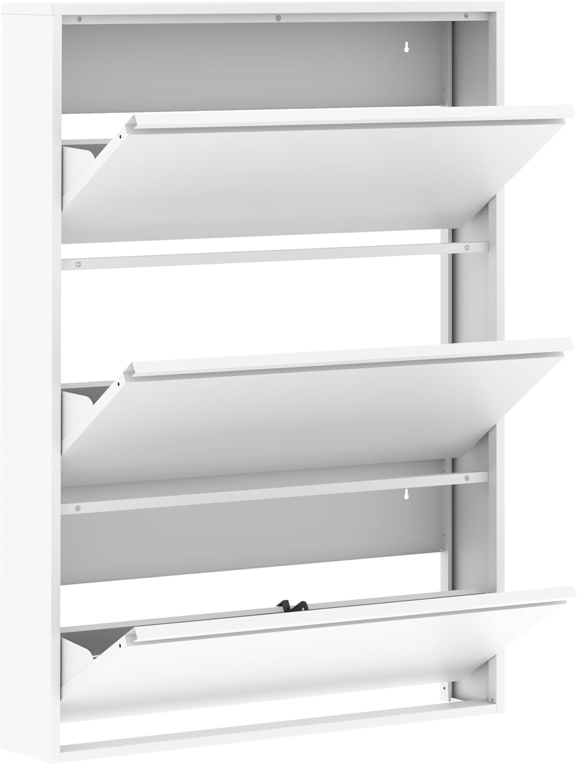 Metal Shoe Cabinet with 3 Flip Drawers, Slim Shoe Storage Cabinet for Entryway, Hidden Shoe Organizer Cabinet for Small Spaces, Modern Shoe Rack Cabinet with Doors for Hallway