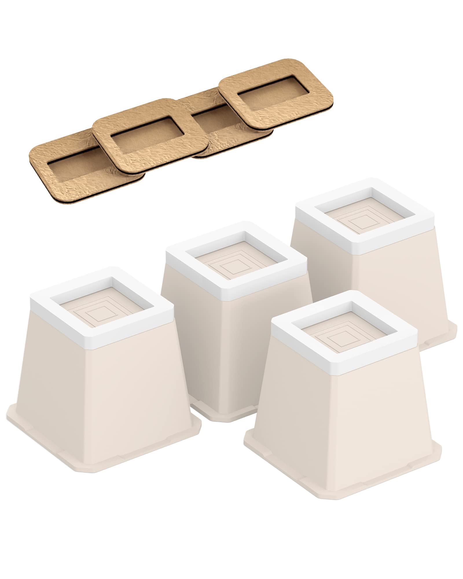 Nachell Bed Furniture Risers 4 Pack Bed Lift Risers Elevation in Height ...
