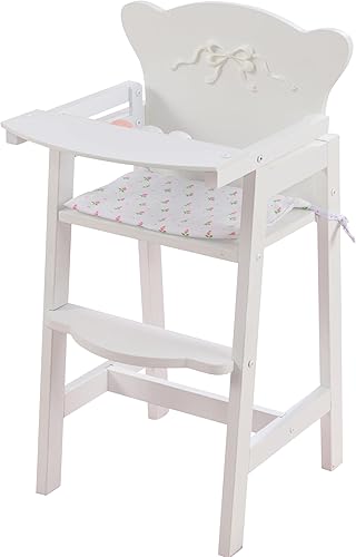 KidKraft Tiffany Bow - Silla alta de madera con borde festoneado con almohadilla de asiento, color blanco, regalo para mayores de 3 años