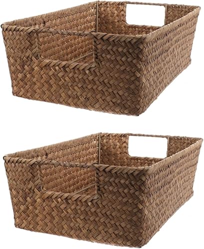 Uonlytech Cesta de almacenamiento para estantes, contenedor de café, cesta de almacenamiento grande, cesta tejida, contenedor grande, decoración de