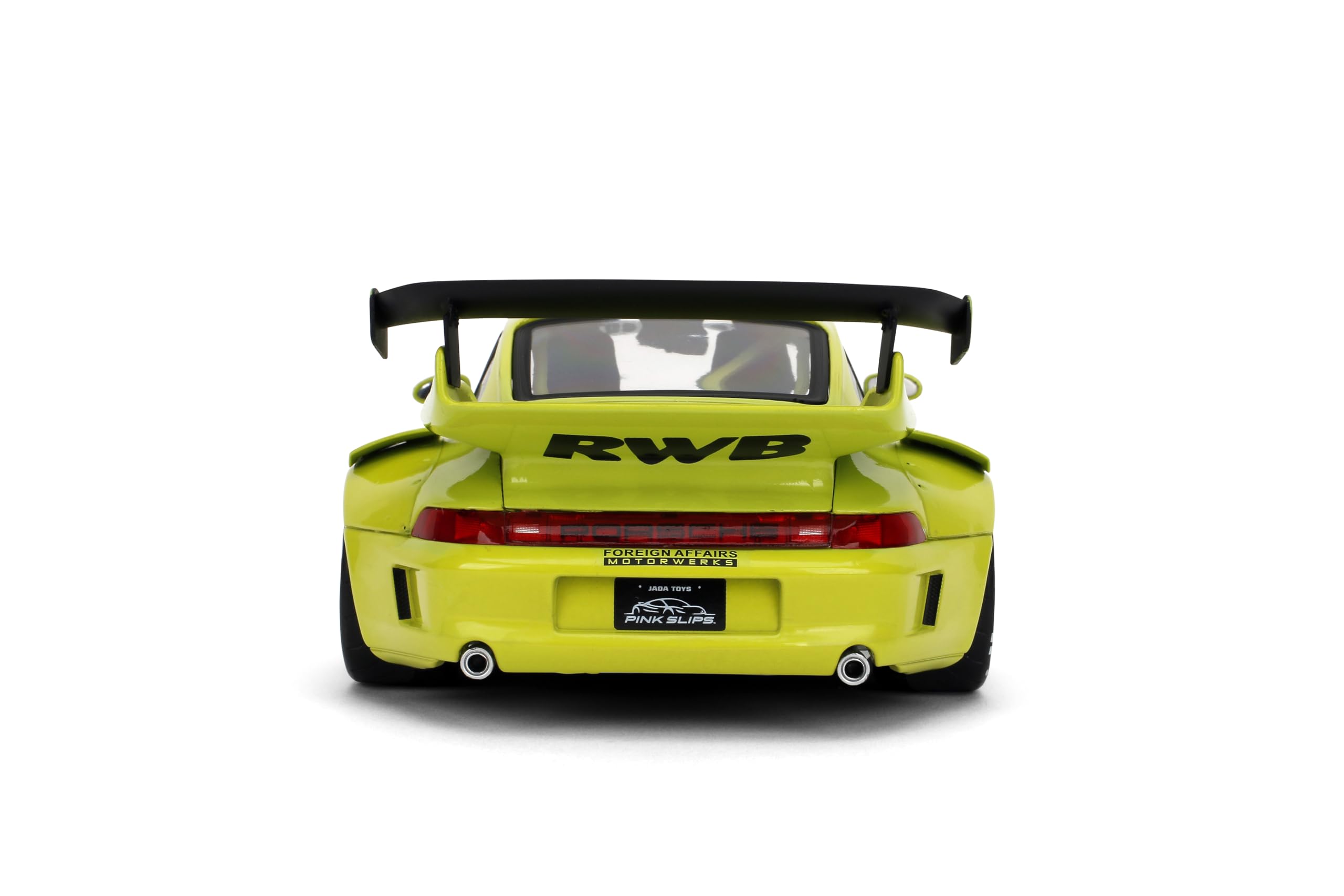 Modellino auto pressofuso in scala 1:18 compatibile con Porsche RWB Genki Yellow Jada Pink Slips 36472