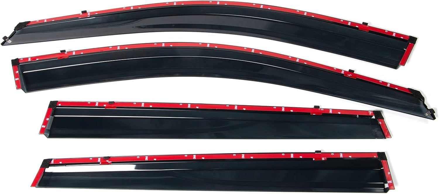 IKON MOTORSPORTS Window Visors Compatible with 2014-2023 Jeep Cherokee KL, Injection with Chrome Trim Polycarbonate Rain Guard Shade Deflectors