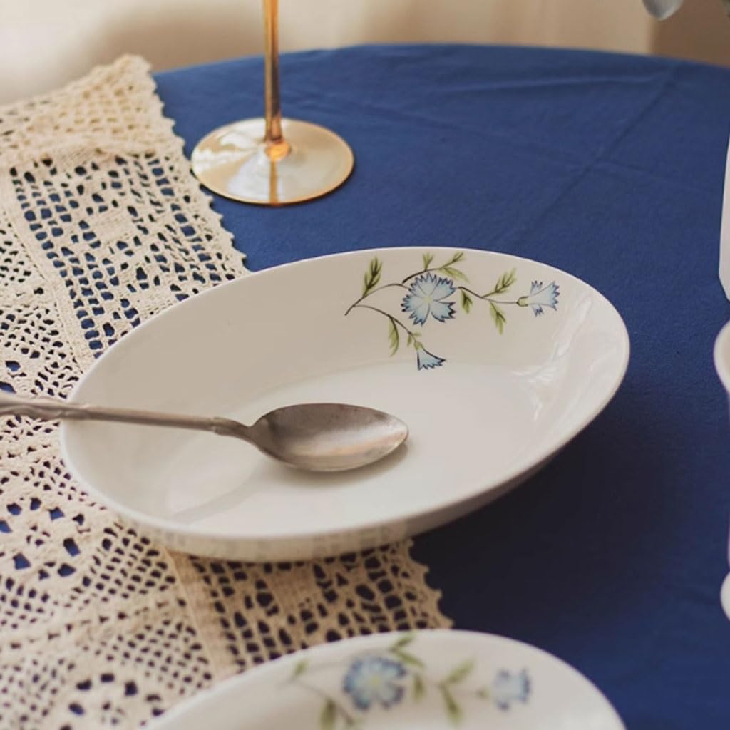 Platos Para La Cena Plato De Cena De Cerámica Pintado A Mano, Plato De Pescado Ovalado De Porcelana De Hueso For El Hogar, Plato De Desayuno, Plato De Cena Occidental Juego De Vajilla