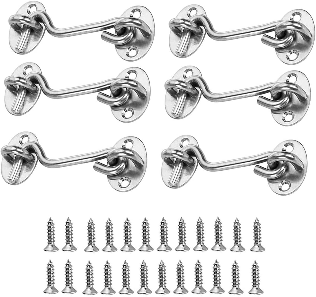 LMYJ Cabin Hook, Eye Latch 304 Stainless Steel Barn Door Lock, Solid