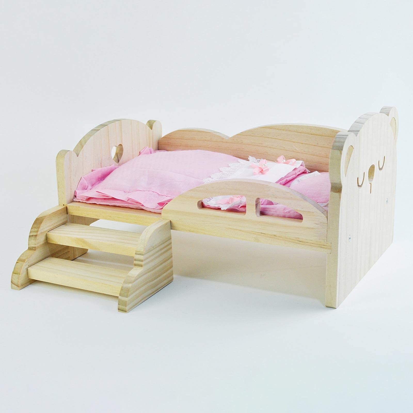 Letto per Bambole Mobili Miniatura Accessori Arredamento Casa Bambola Ornamenti in Legno Artigianale Superficie Liscia Adatto per Bambini Scena Gioco, Orso Che Dorme
