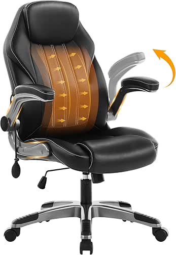 Office Desk Chair, Ergonomic Computer Chair with Padded Flip-Up Arms