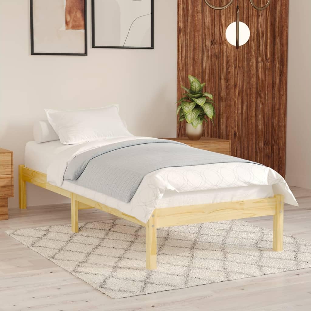vidaXL Solid Pinewood Bed Frame Home Bedroom Furniture Modern Wooden Bed Base Frame Bedstead for Children Adults 90x190 cm UK Single
