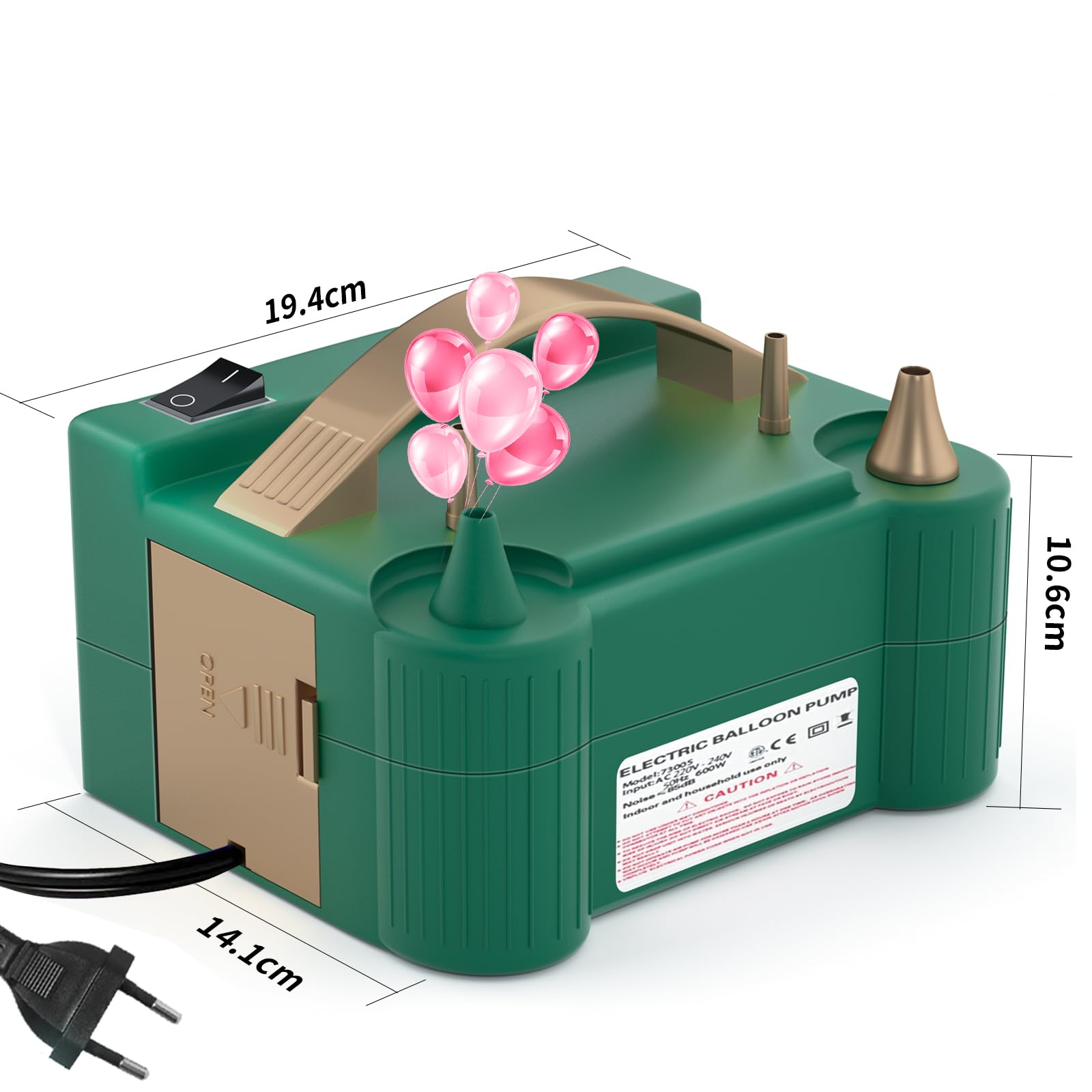 Nestling Pompa Elettrica Per Palloncini-Gonfiatore Palloncini Elettrico(600W)-Due modalità di Funzionamento Pompa Palloncino-1 Punto di Colla, 1 Nastro, 2 Annodatori ballon pump