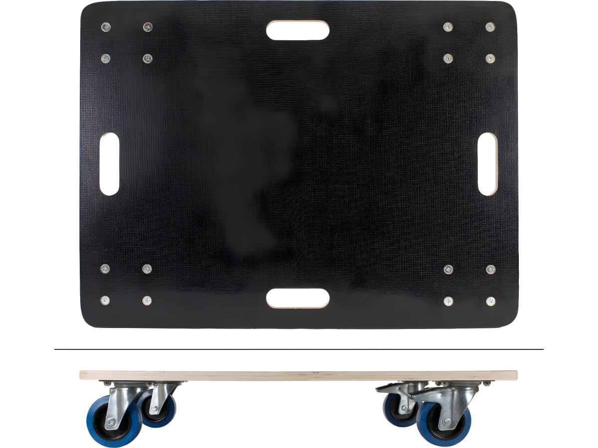 ECD Germany Chariot à roulettes avec 2 à Frein - 60 x 80 cm - Jusqu'à 800 kg - Plaque de sérigraphie - Roues en Caoutchouc Pivotantes - Transport de Meubles - Aide au Transport - Chariot Déménagement
