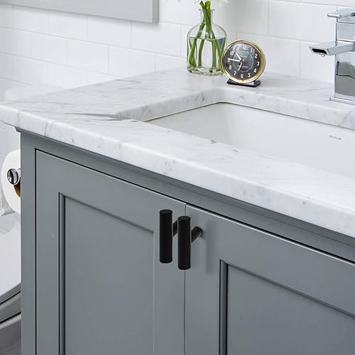 Miniatura 172 de Probrico - Paquete de 20 manijas planas negras modernas para cajones, manijas de cocina, armario europeo, tirador en T para tocador - Centros