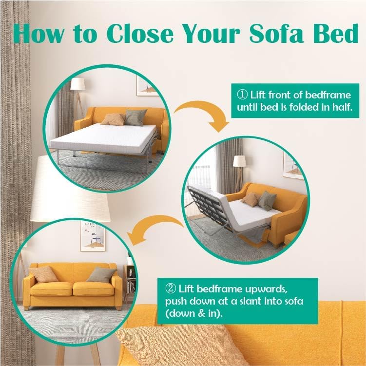 Miniatura 5 de Repuesto de colchón de espuma viscoelástica de 4.5 pulgadas con tela sin fibra de vidrio y funda lavable para sofá cama y sofá cama, tamaño