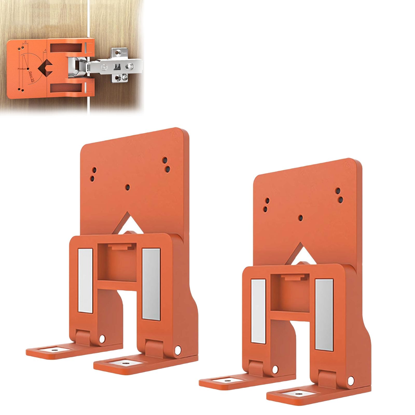 Magnetic Cabinet Door Hinge Spacer, Gap Alignment Tool for Easy Hinge Installation,Achieve Consistent 2.6mm Door Gap,Quick Alignment Tool Mounting Assist for Doors Cabinet Hinges (Orange 2pcs)