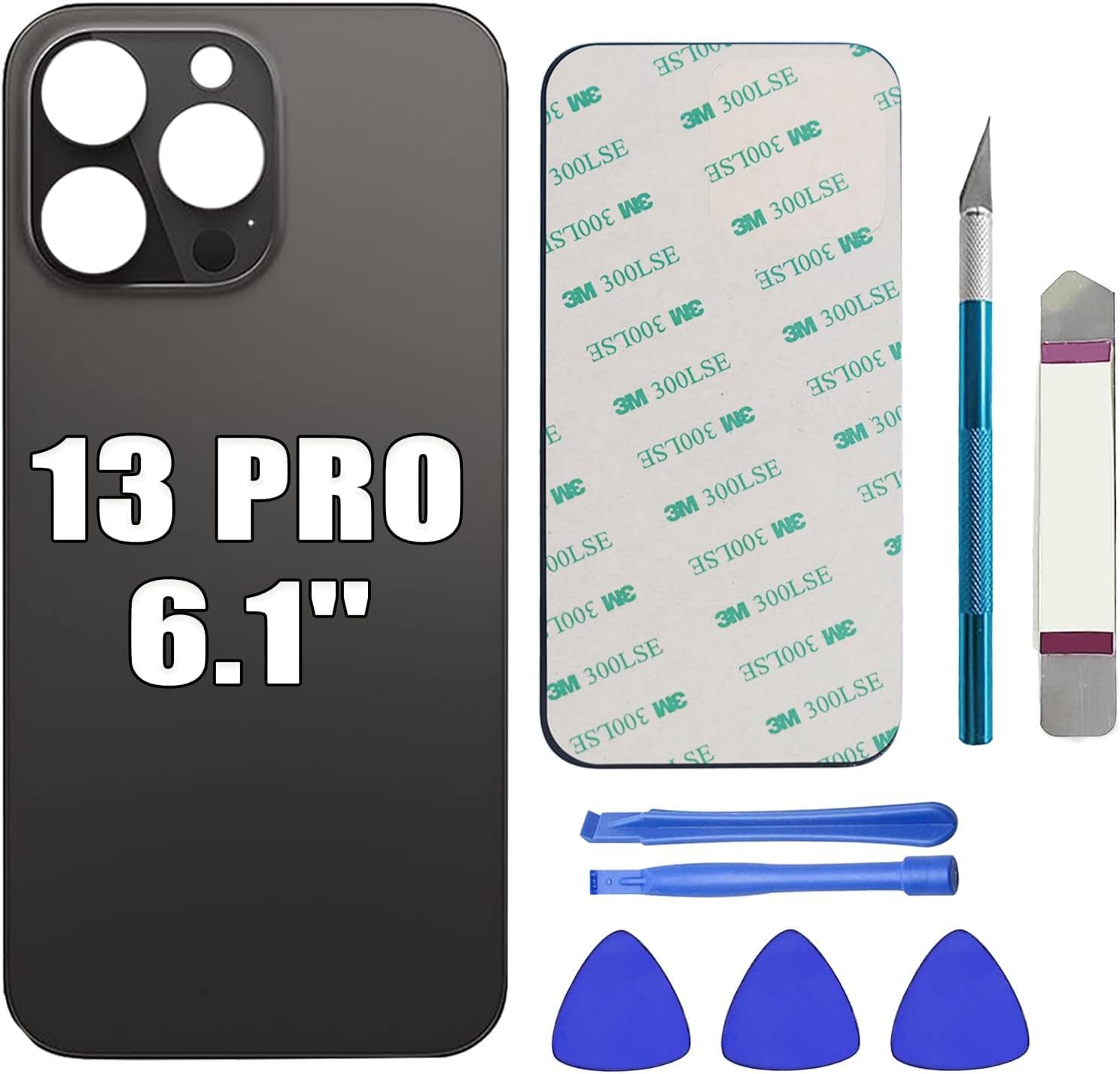 Sostituzione del coperchio del vetro posteriore 13 Pro per iPhone 13 Pro Sostituzione del vetro posteriore posteriore da 6,1 '' con kit di strumenti di riparazione (Grafite)