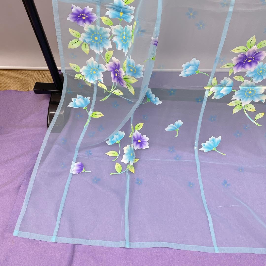 Amazon.co.jp: Y1011 オーガンジー レース 打掛 水色 花柄刺繍 ブルー