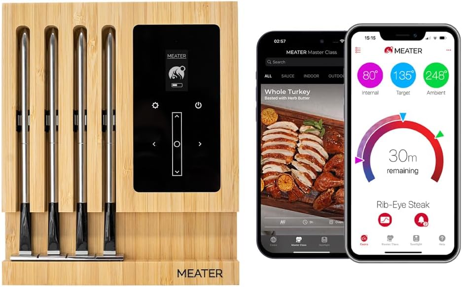 Block: WiFi Smart Wireless Meat Thermometer | 4 Probes, Long Range | Perfect for BBQ, Oven, Grill, Kitchen, Smoker, Air Fryer | Apple Watch, Alexa Compatible | iOS & Android App