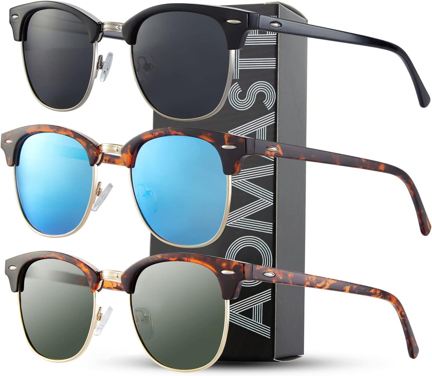 Sunglasses Men/Mens Polarized Sunglasses for Men Women,Classic Semi-Rimless Sun Glasses