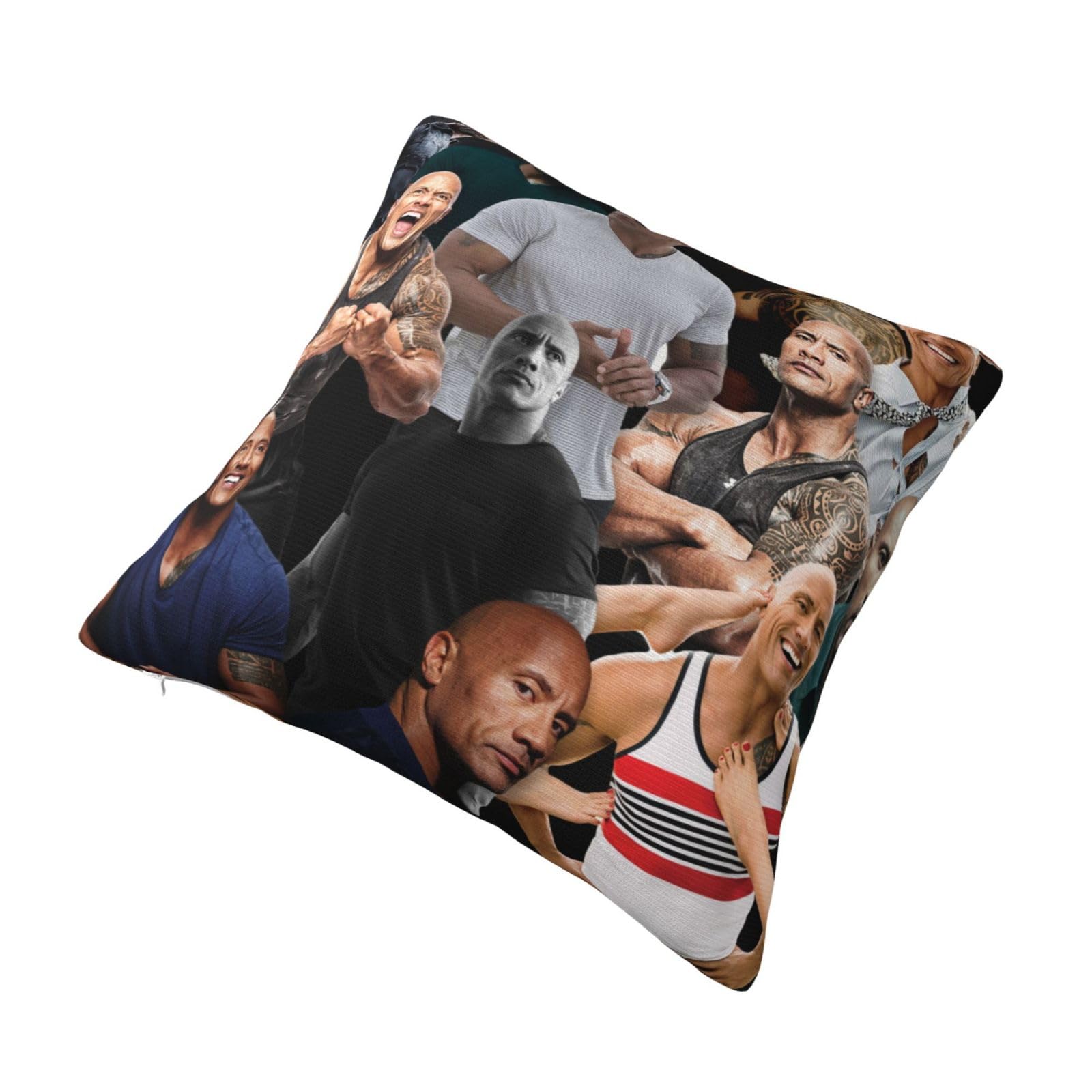 Funny Pillow Cover Collage Dwayne J Pillow Case Soft Throw Pillowcase Rock Cushion Case Home Decor/Gift 18x18 Inches, pc1-1