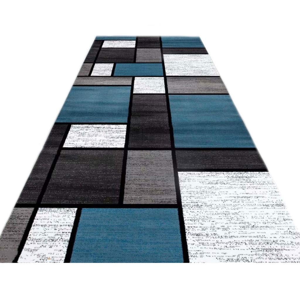 LISI Carpet Runner Hallway Bedroom Living Room Stairs,Non Slip Durable Rug Modern Plaid Style，60x300cm (Color : Modern Plaid, Size : 80x400cm)