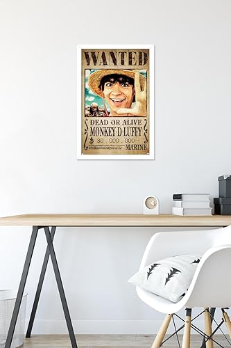 Miniatura 6 de Trends International Netflix One Piece - Póster de pared de Luffy Wanted, 22.4 pulgadas de largo x 14.7 pulgadas, versión enmarcada en blanco