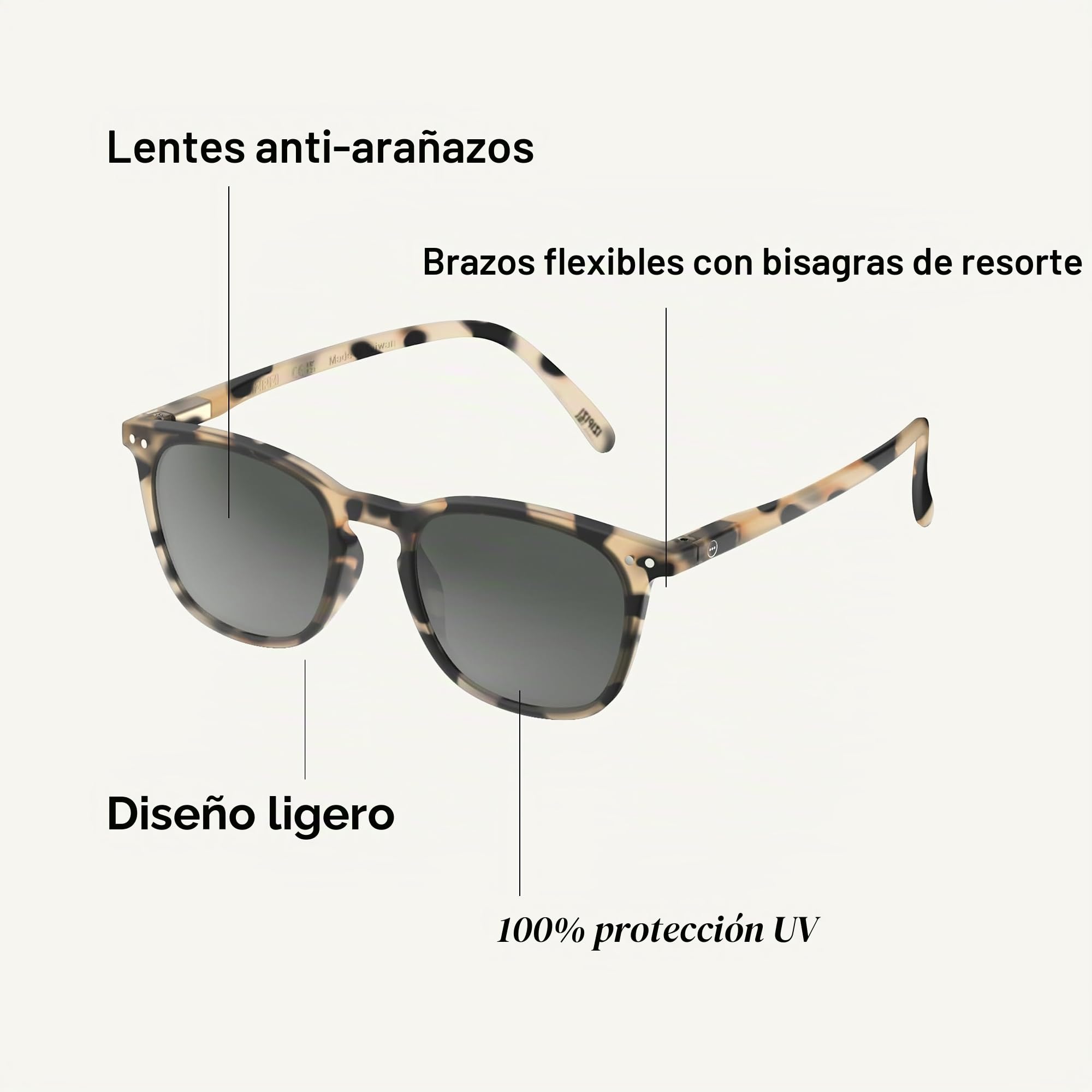 IZIPIZI Sun #E Light Tortoise With Grey Lenses Sunglasses +0 Light Tortoise