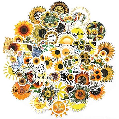 SAVITA 50 Pegatinas De Girasol PVC Resistentes Al Agua Cover