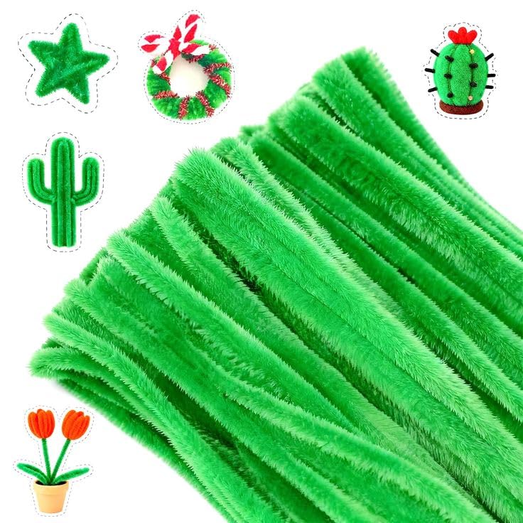 Image of TRAIS-100 PCS Pipe Cleaners, Chenille Stems for Crafts, Fuzzy Craft Pipe Cleaners, Soft Flexible Bendable Sticks for DIY Art Supplies, Kids Crafts, School Projects (1, Light Green)