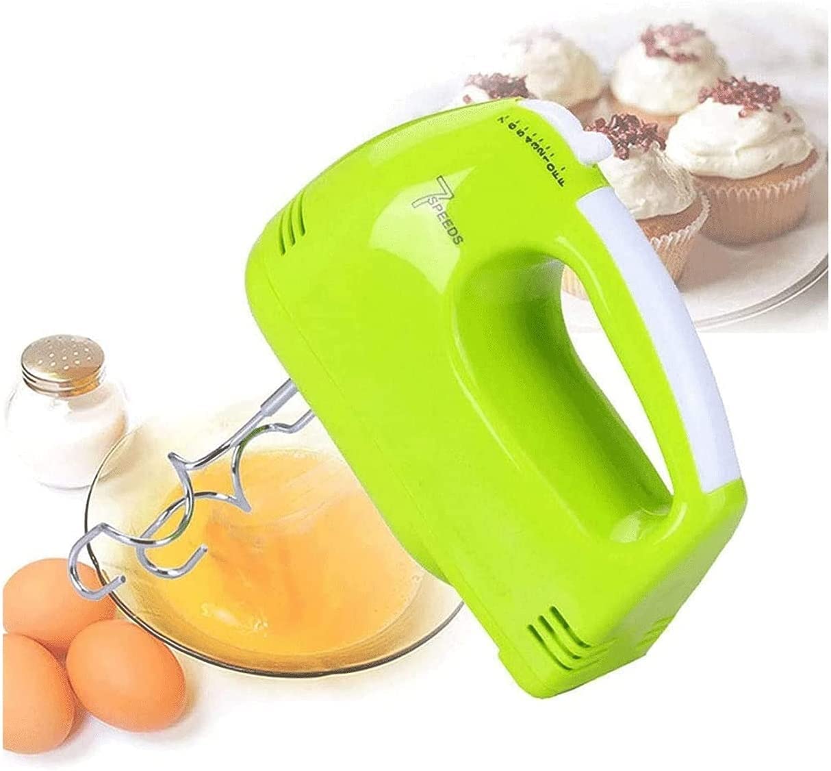 YOUOOK Electric Hand Mixer 7-Speed Handheld Whisk Stainless Steel Egg Whisk with 2 Beaters Sticks 2 Dough Sticks