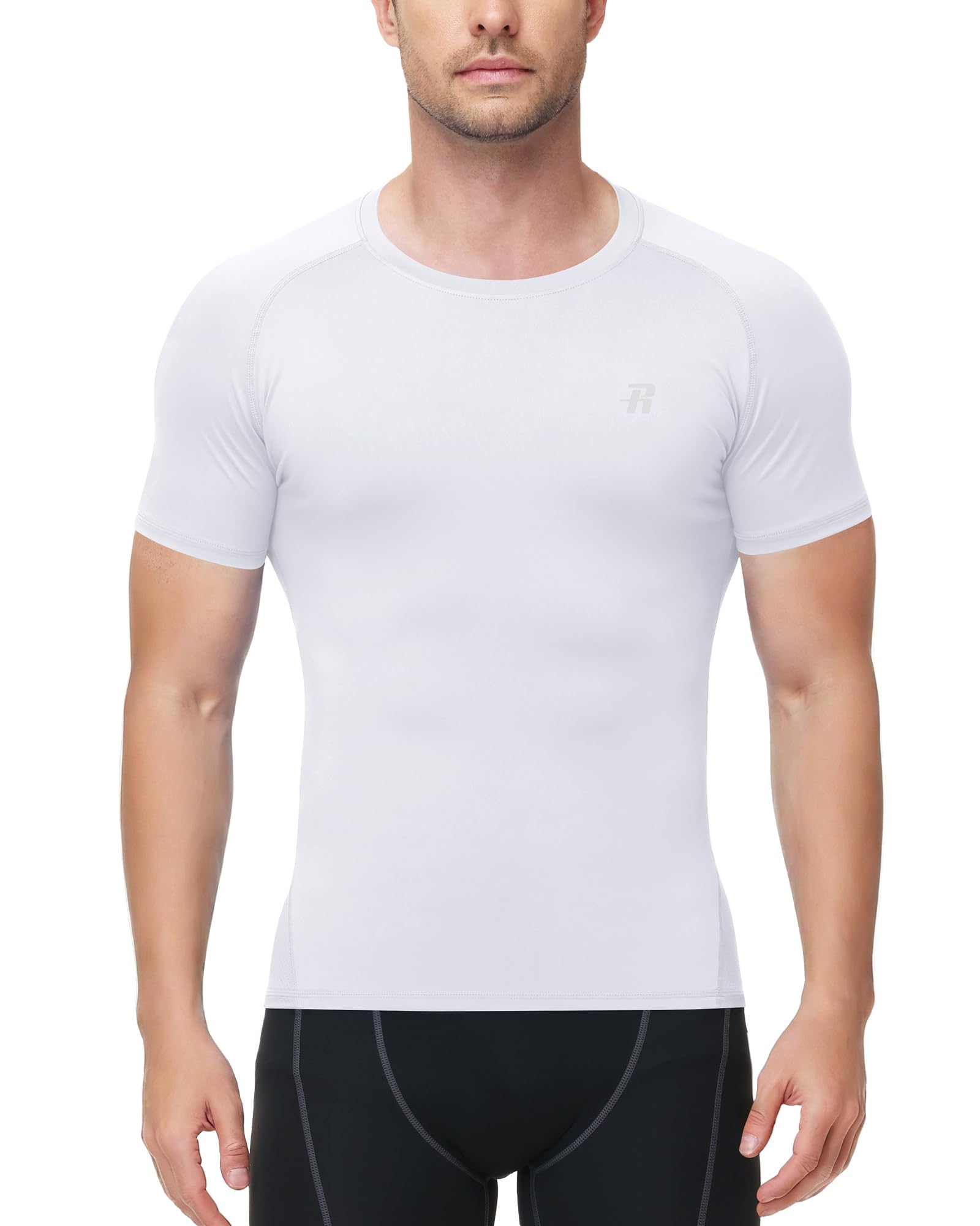 Runhit Kompressionsshirt Herren Kurzarm, Atmungsaktives Sportshirt mit Rücken Mesh, Schnelltrocknendes Compression T-Shirt für Fitness, Laufen & Gym